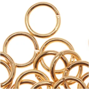 22K Gold Plated Open Jump Rings, 7mm, 18 Gauge, Pack of 50