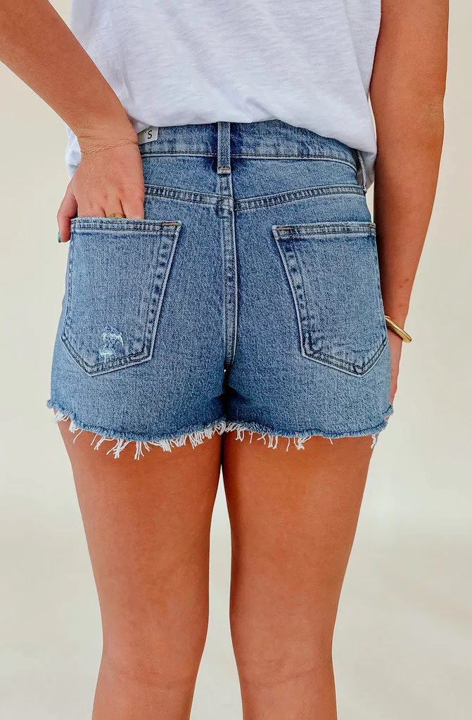 HIGH RISE DISTRESSED SHORTS by JUST USA