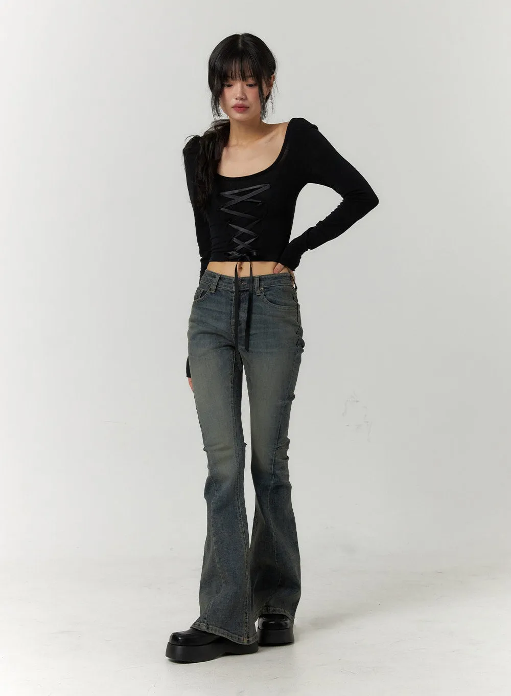 CF407 High Waist Bootcut Jeans