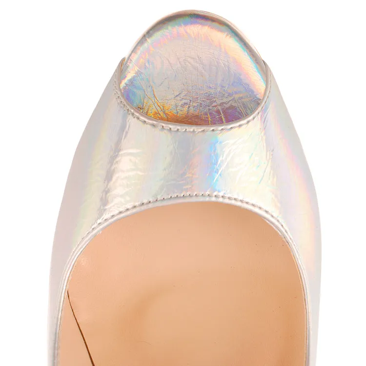 Holographic Platform Stiletto Pumps