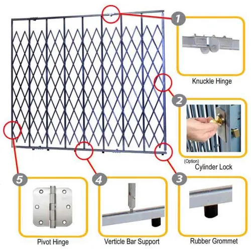 Illinois Engineered Products HYDP812 Storefront Security Gate - 8' W x 12' H, w/ Fixed Top & Folding Bottom