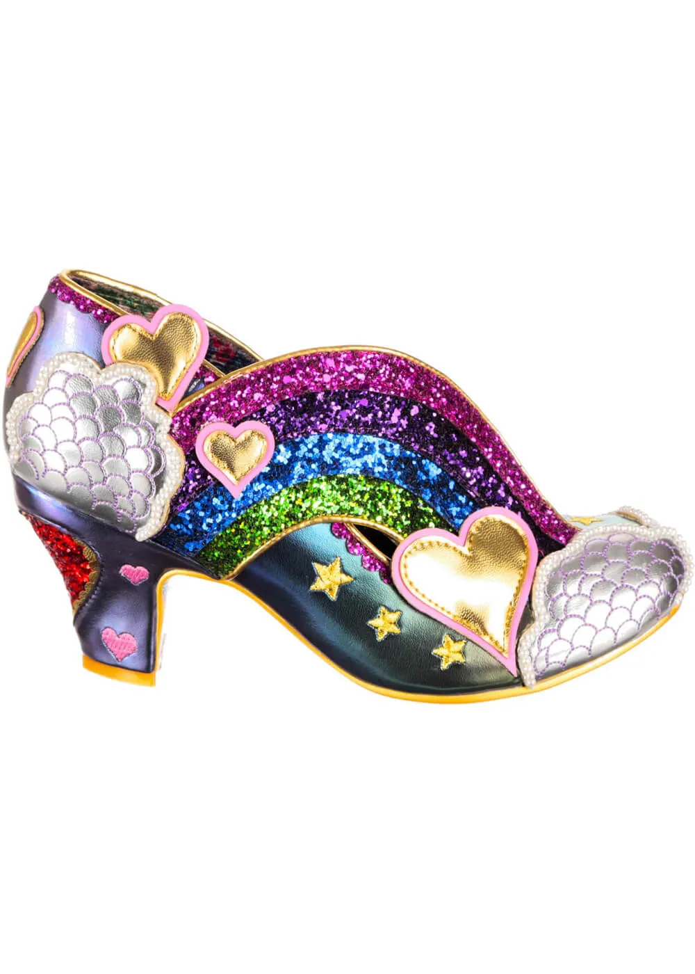 Irregular Choice Summer Showers Purple Rainbow 70's Pumps