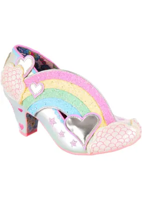 Irregular Choice Summer Showers Soft Blue Rainbow 70's Pumps