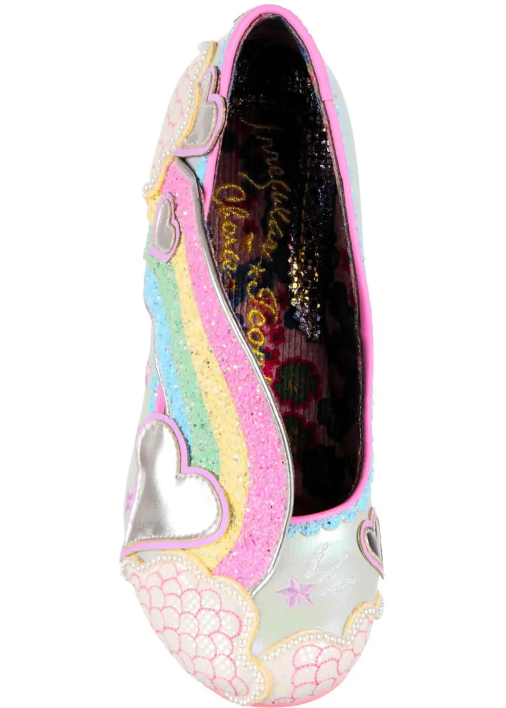 Irregular Choice Summer Showers Soft Blue Rainbow 70's Pumps