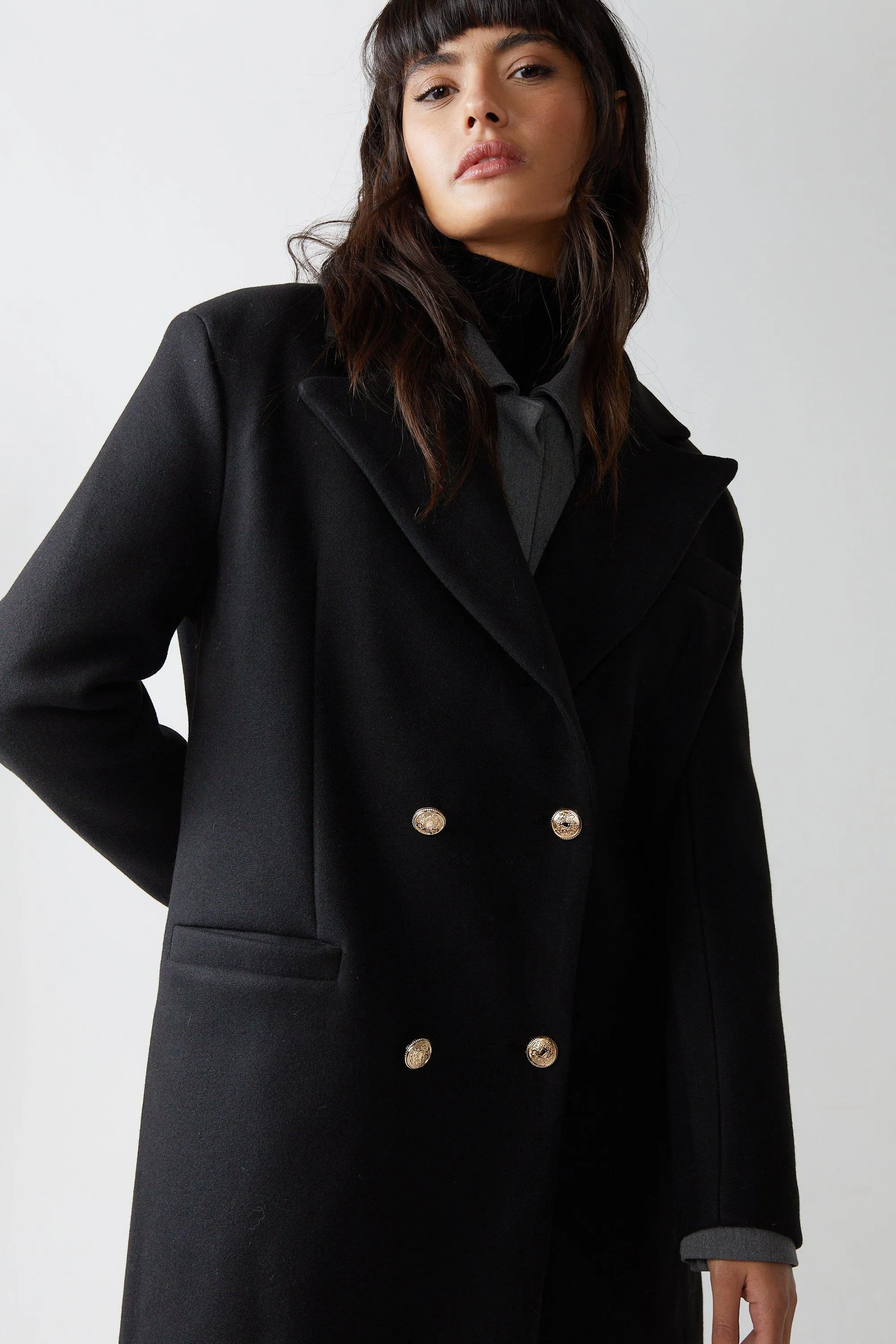 Jackets & Coats | Wool Look Double Breasted Coat | Warehouse