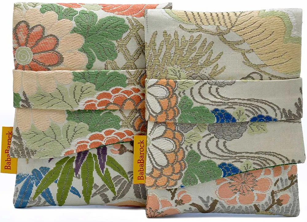 Floral Brocade Japanese vintage silk foldover pouch