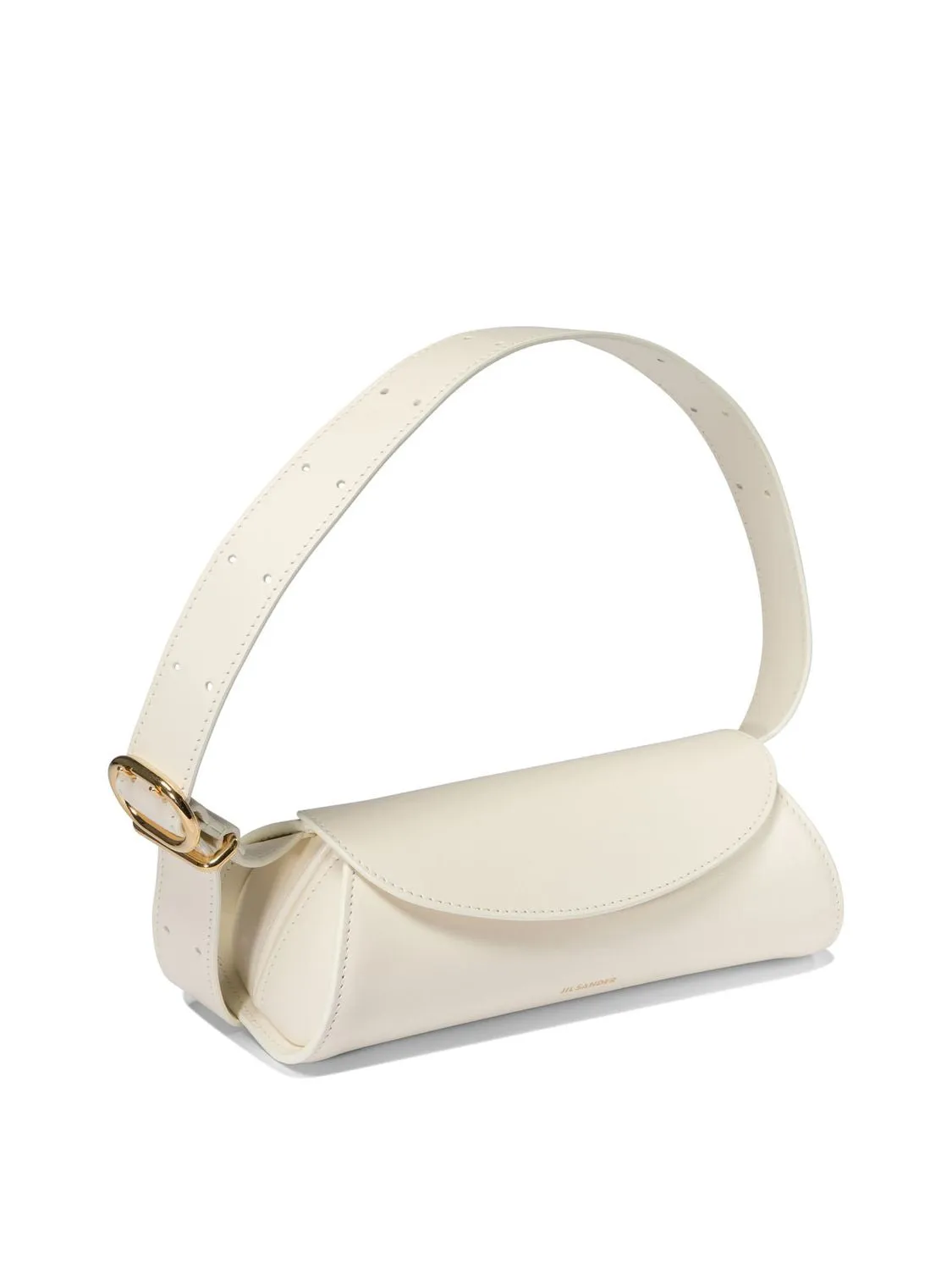 JIL SANDER White Leather Cannolo Mini Crossbody Bag