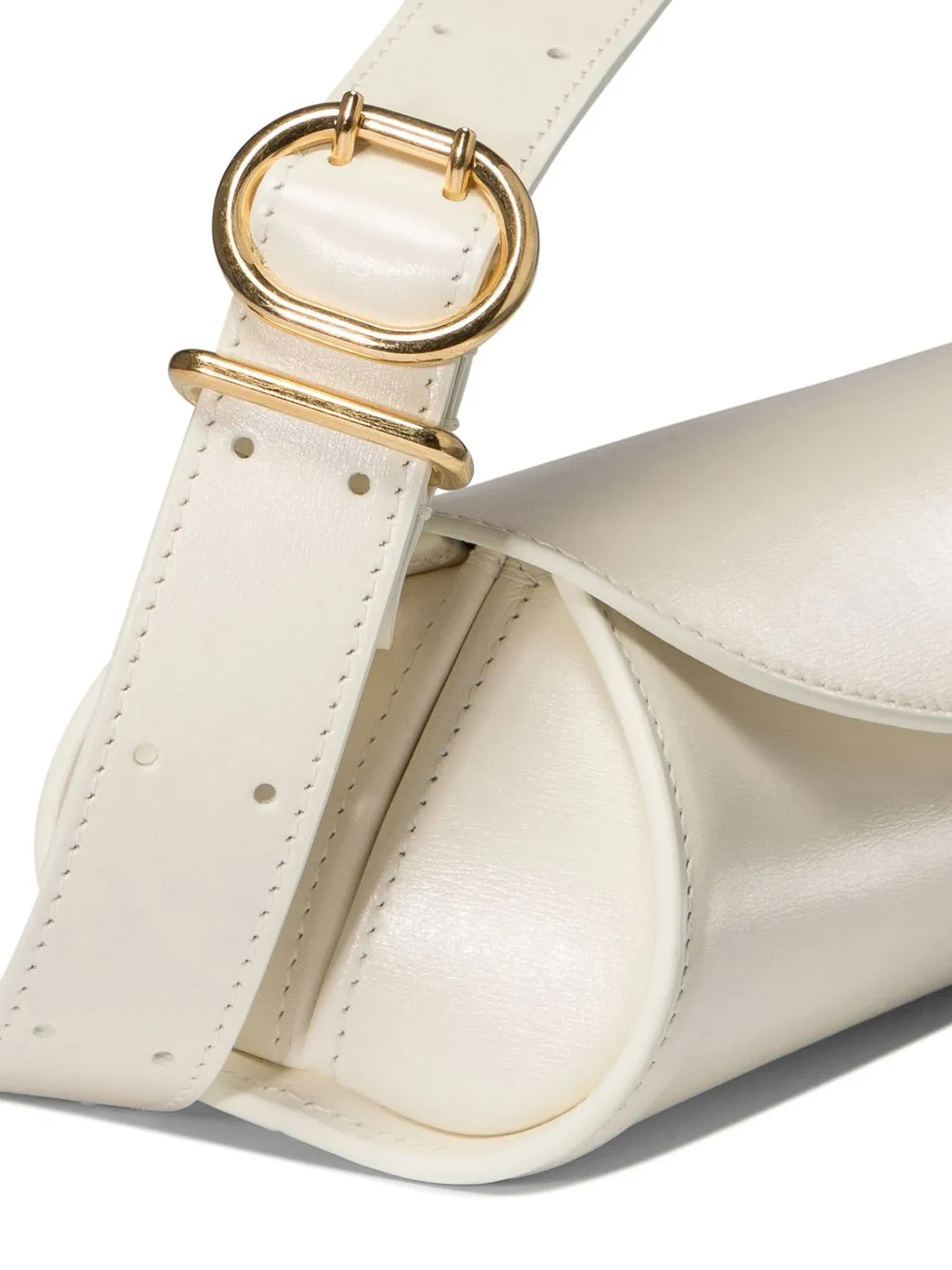 JIL SANDER White Leather Cannolo Mini Crossbody Bag