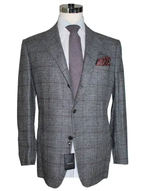 Kiton Gray Brown Plaid Blazer on Sale