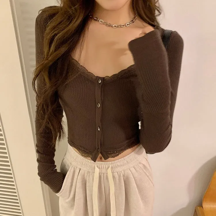 Brown Lace Top