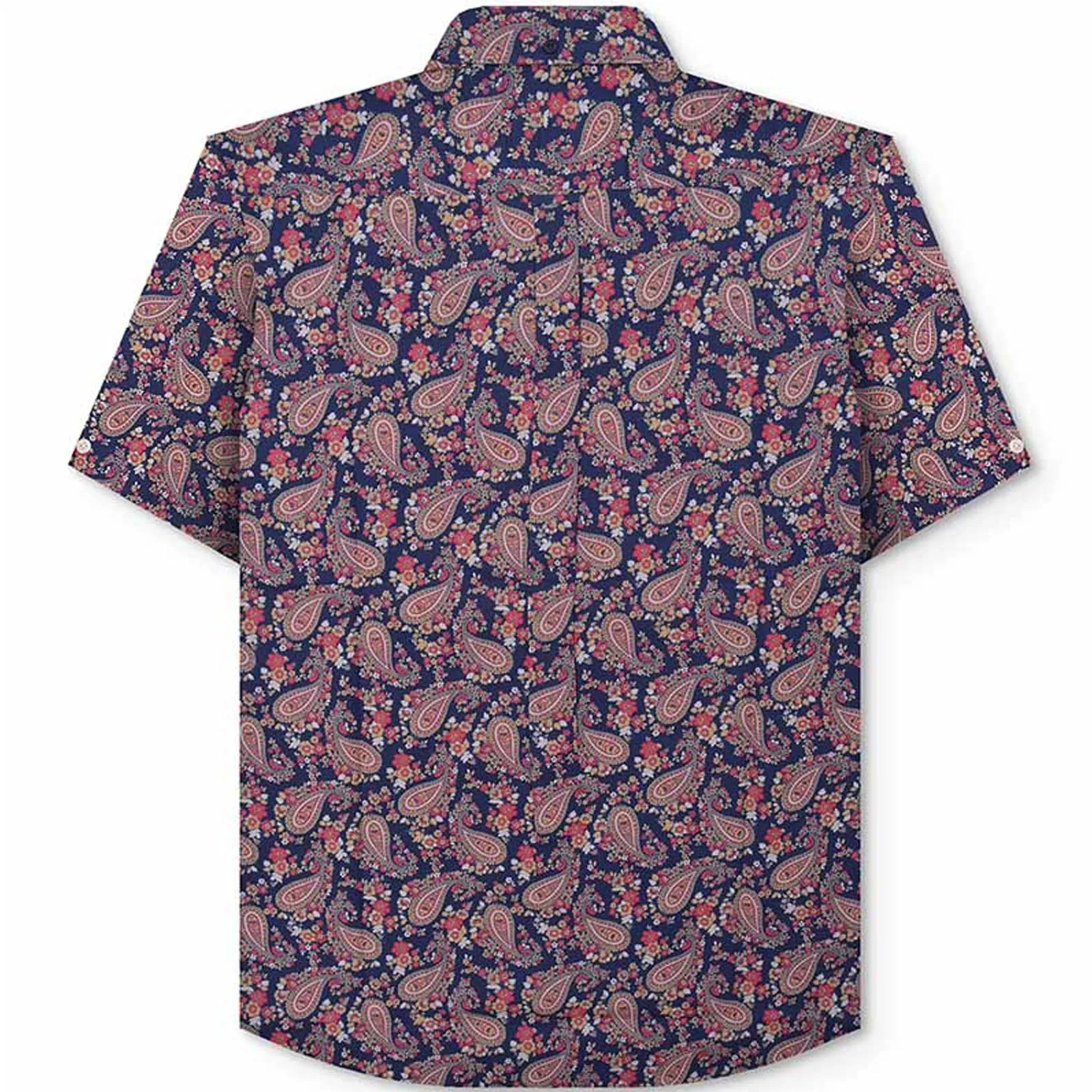 Lambretta Mens Paisley Short Sleeve Button Down Collar Cotton Shirt - Navy