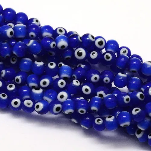 Handmade Blue Lampwork Glass Beads, 6mm