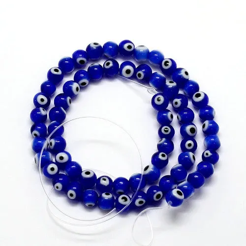 Handmade Blue Lampwork Glass Beads, 6mm