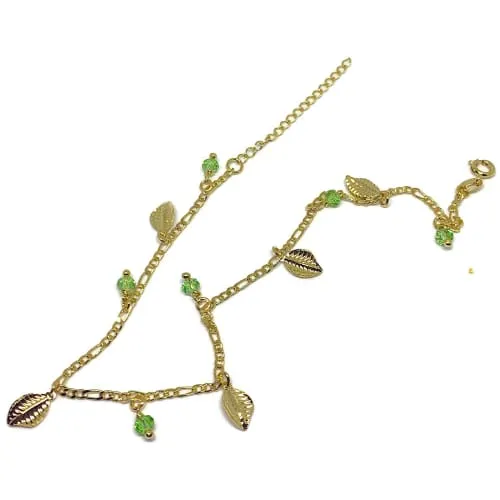 Gold Plated Leaf Charms Anklet