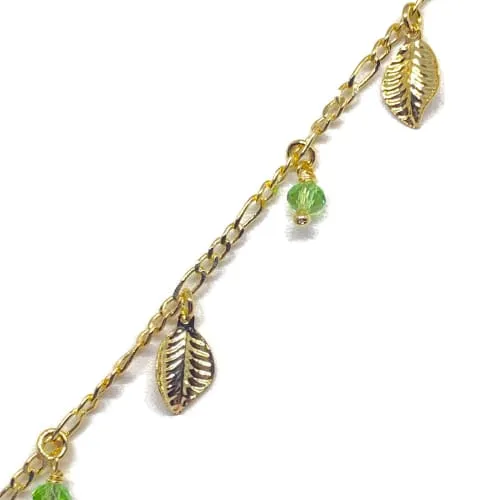 Gold Plated Leaf Charms Anklet