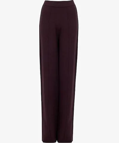 Leem Women's Purple Wide-Leg Mid-Rise Knitted Trousers