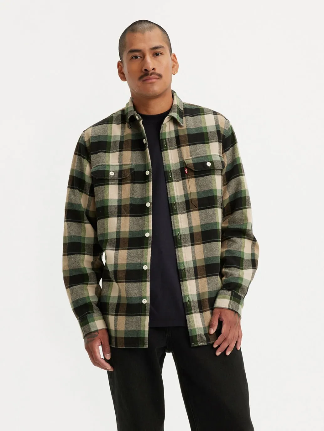 Levis Men's Jackson Worker Overshirt Medina Plaid Meteorite
