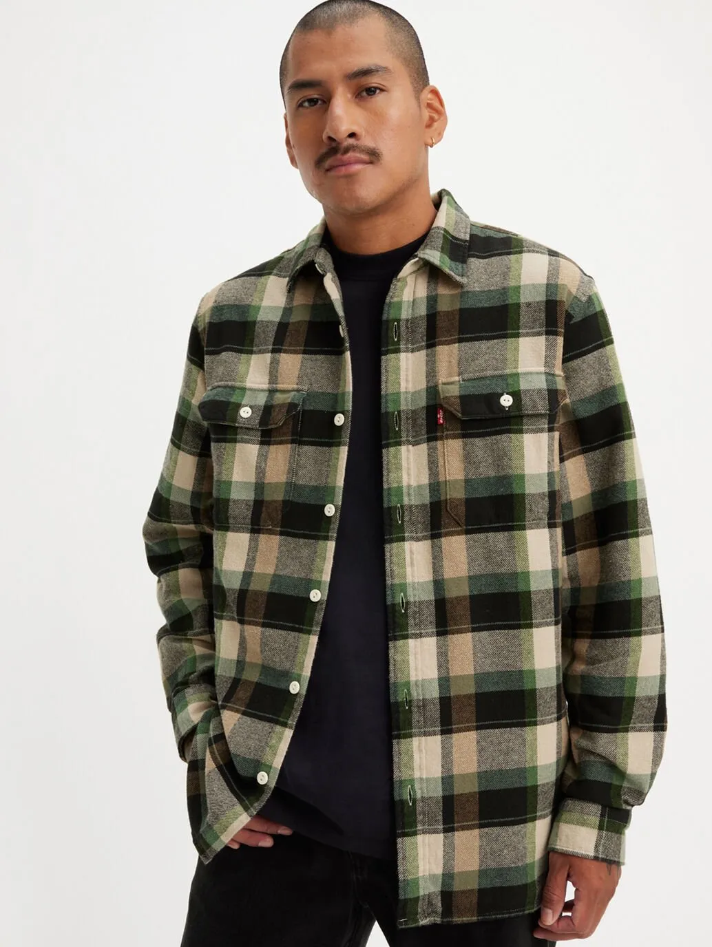 Levis Men's Jackson Worker Overshirt Medina Plaid Meteorite