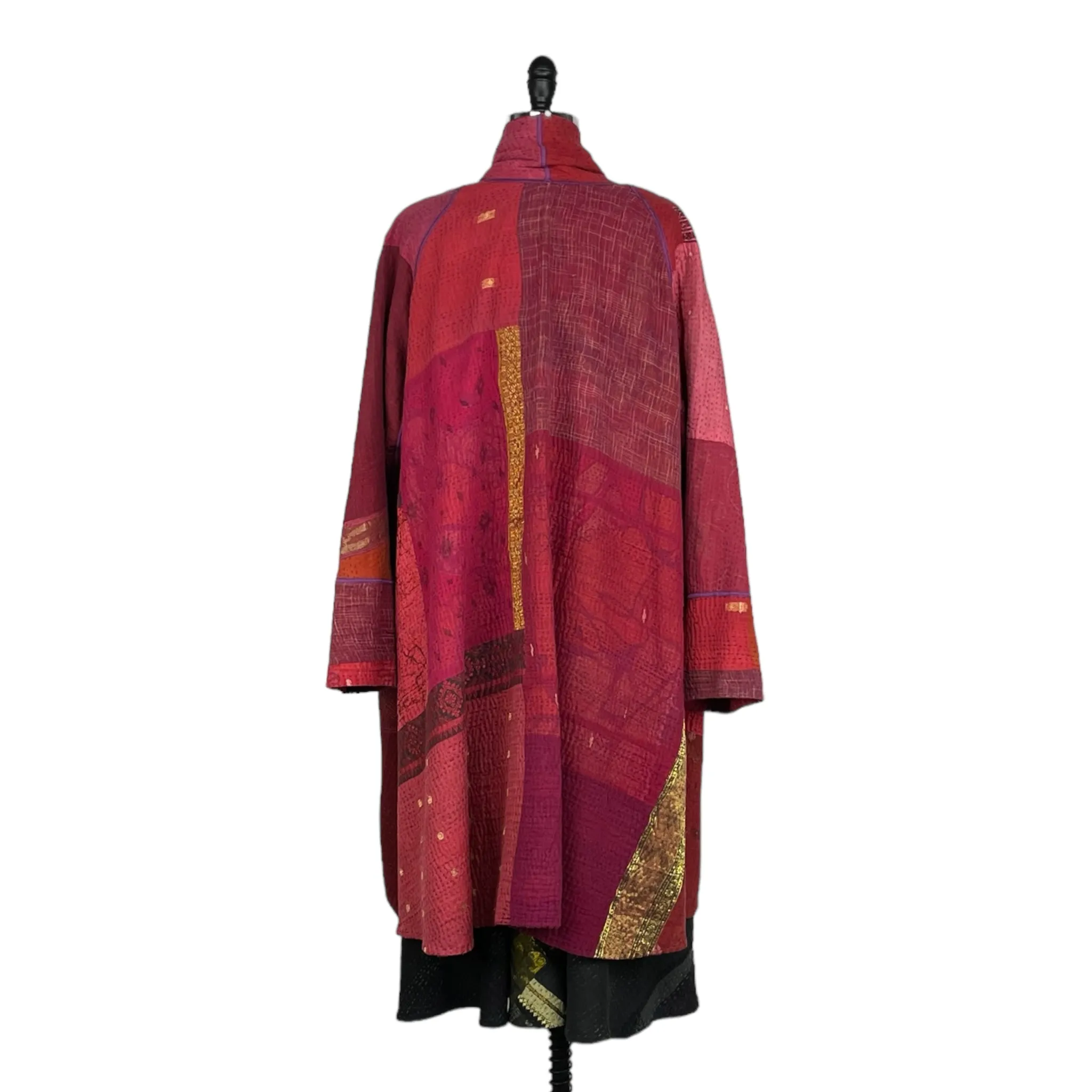 Long Kimono Jacket with SW Patch Kantha Detail