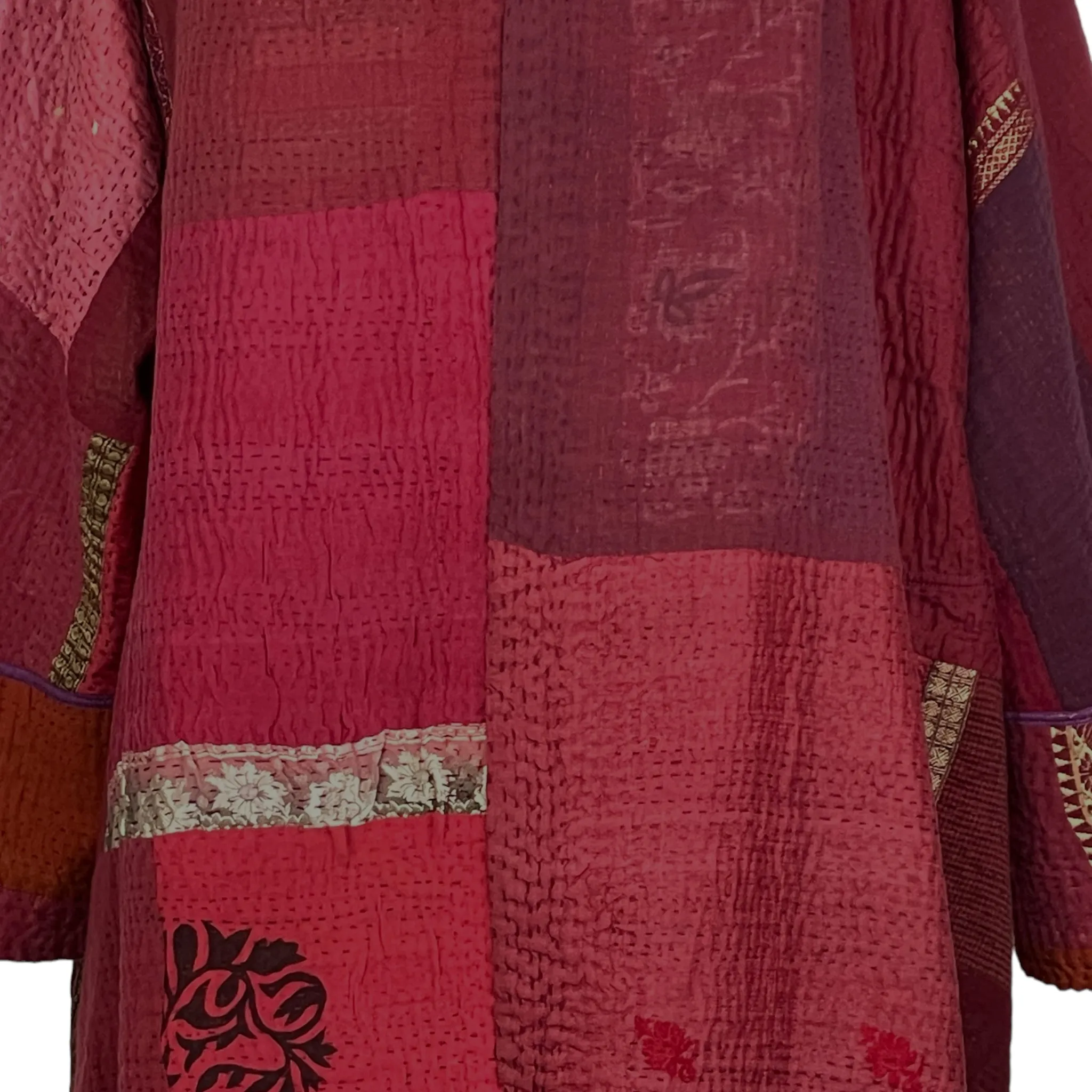 Long Kimono Jacket with SW Patch Kantha Detail