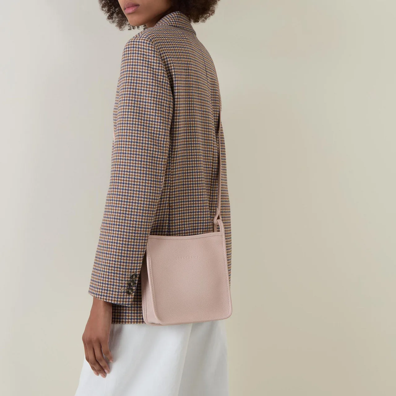 LONGCHAMP Sustainable Le Foulonné Small Crossbody Bag in Nude