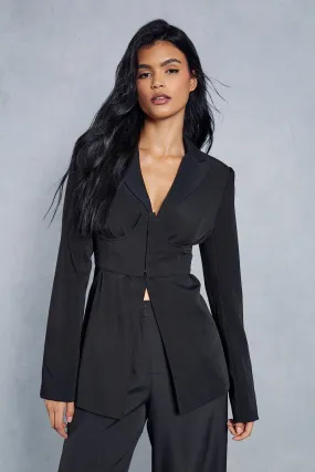 Longline Blazer with Corset Detail