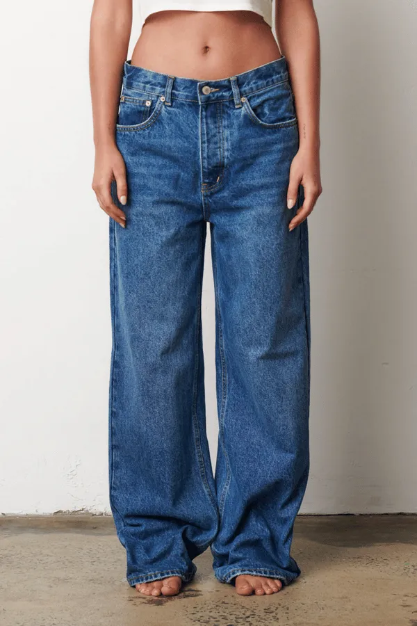 Low Slung True Blue Baggy Jeans