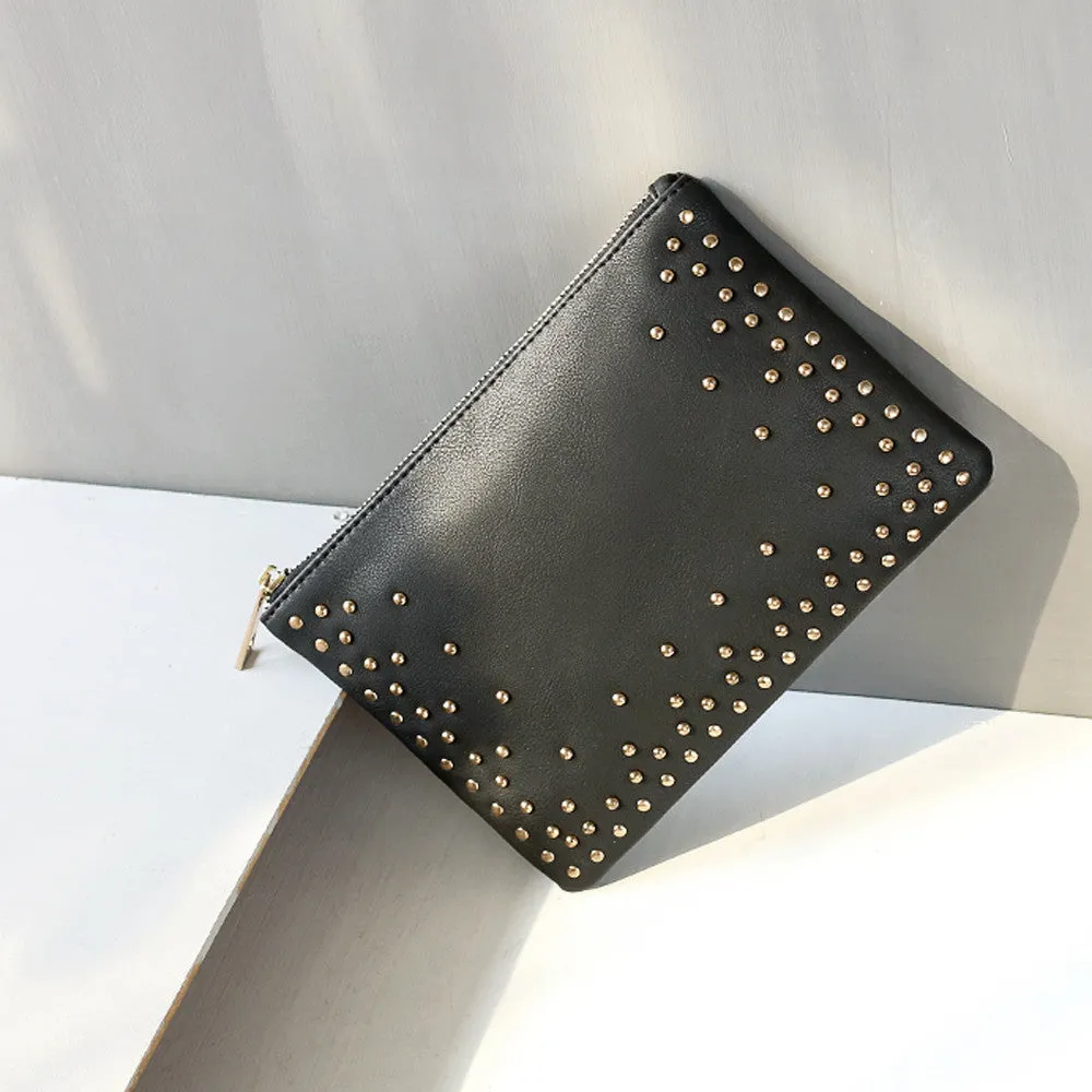 Luxury Clutch Evening Bag with Rivets for Parties and Prom