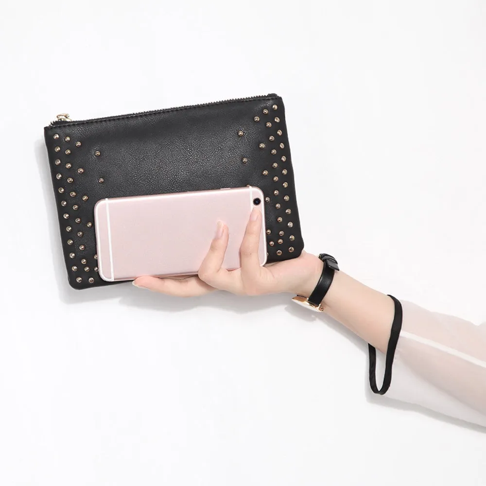 Luxury Clutch Evening Bag with Rivets for Parties and Prom