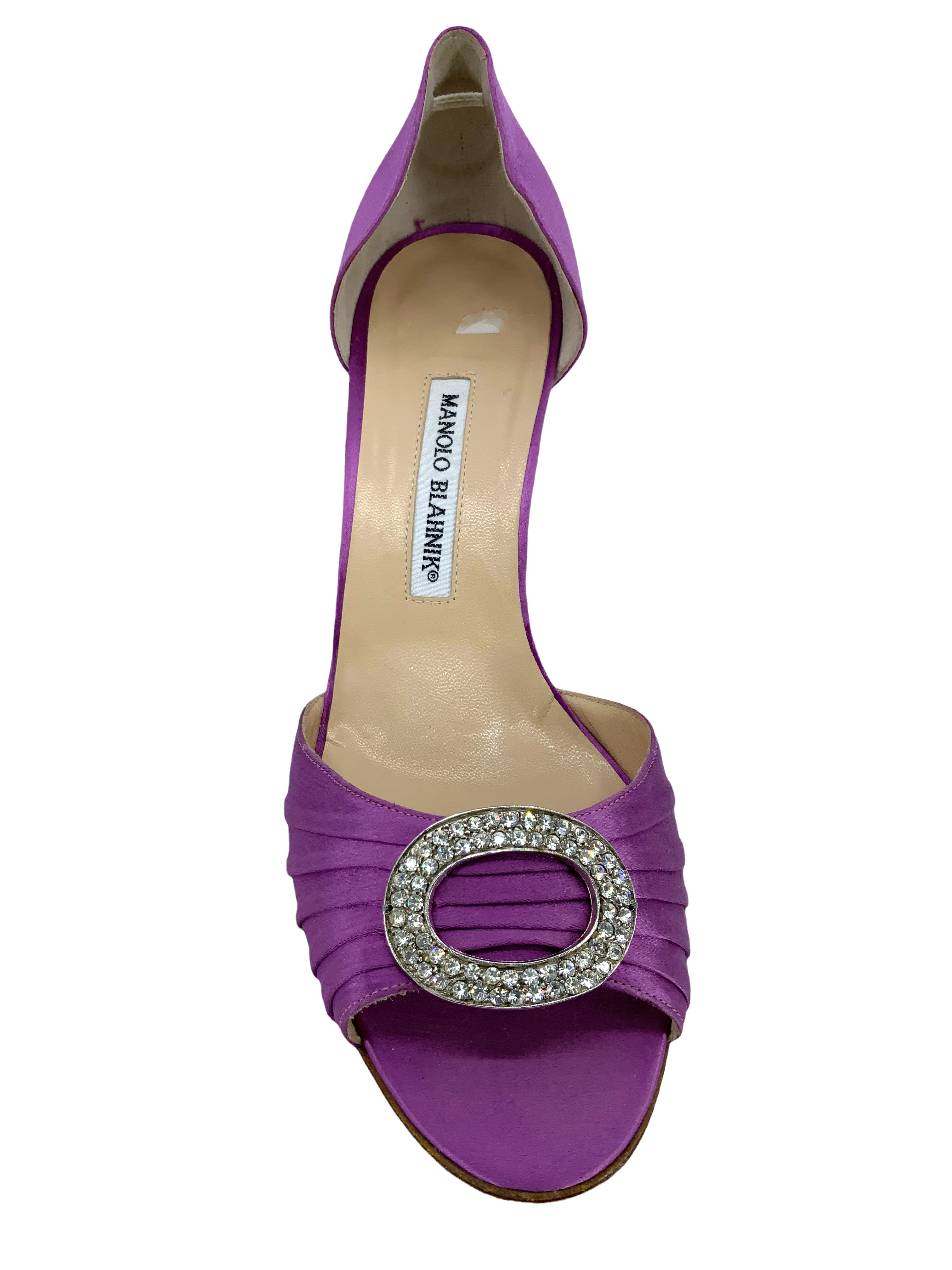 Sedaraby Embellished Satin d'Orsay Pumps by Manolo Blahnik Size 10.5