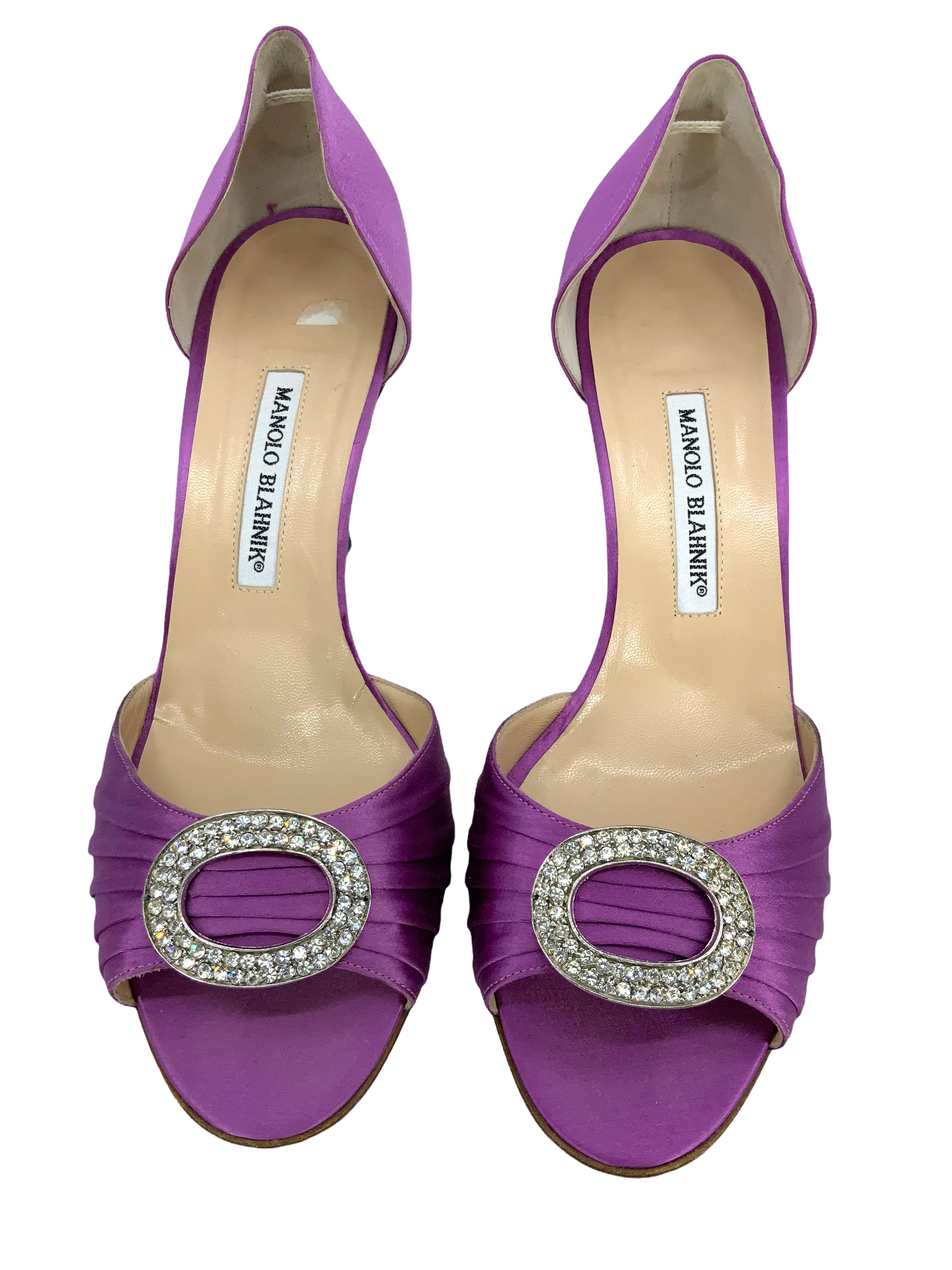 Sedaraby Embellished Satin d'Orsay Pumps by Manolo Blahnik Size 10.5