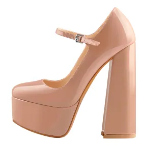 Baby Pink Mary Jane Platform Heels