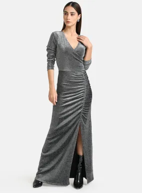 Maxi Dress with Ruched Lurex Knit