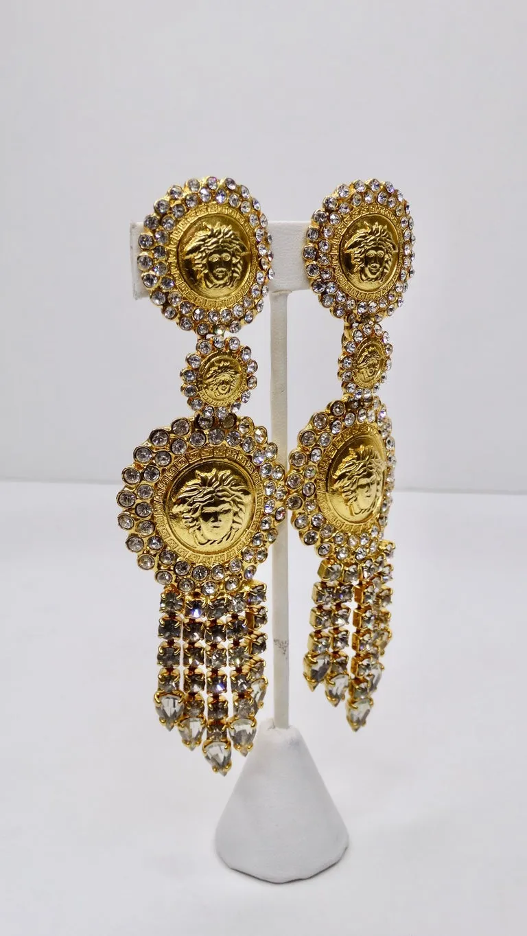 Gianni Versace Rhinestone Medusa Earrings