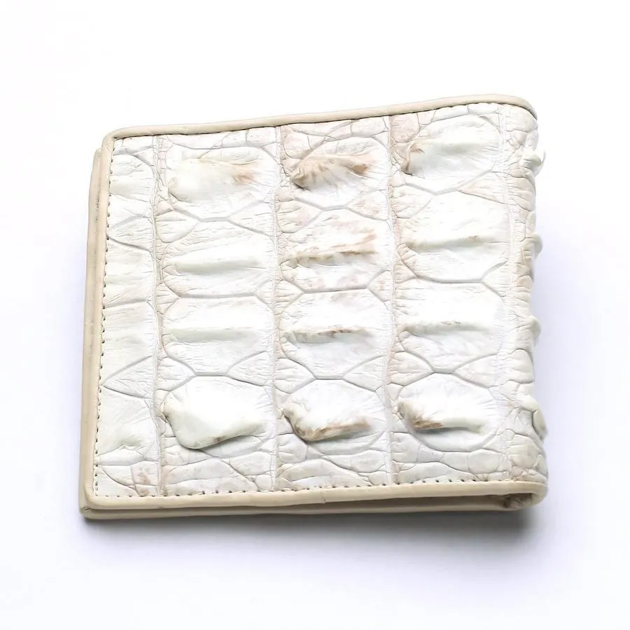 White Pearl Crocodile Backbone Wallet