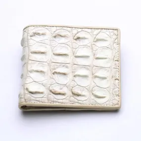 White Pearl Crocodile Backbone Wallet