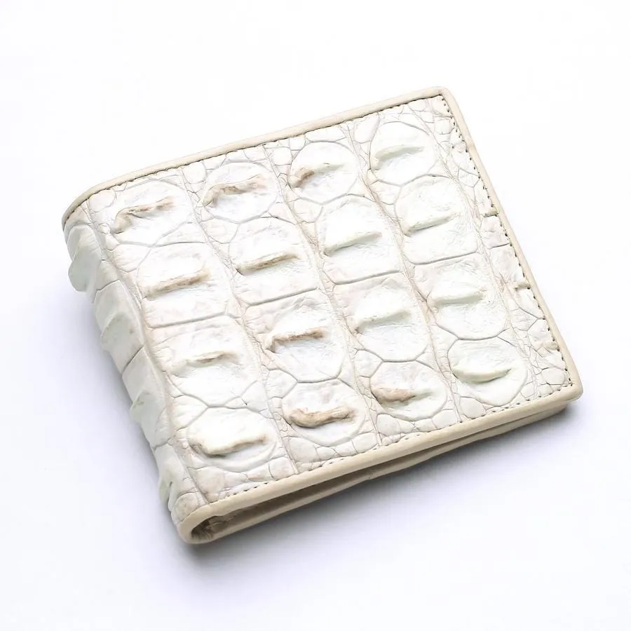 White Pearl Crocodile Backbone Wallet