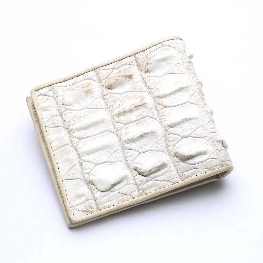 White Pearl Crocodile Backbone Wallet