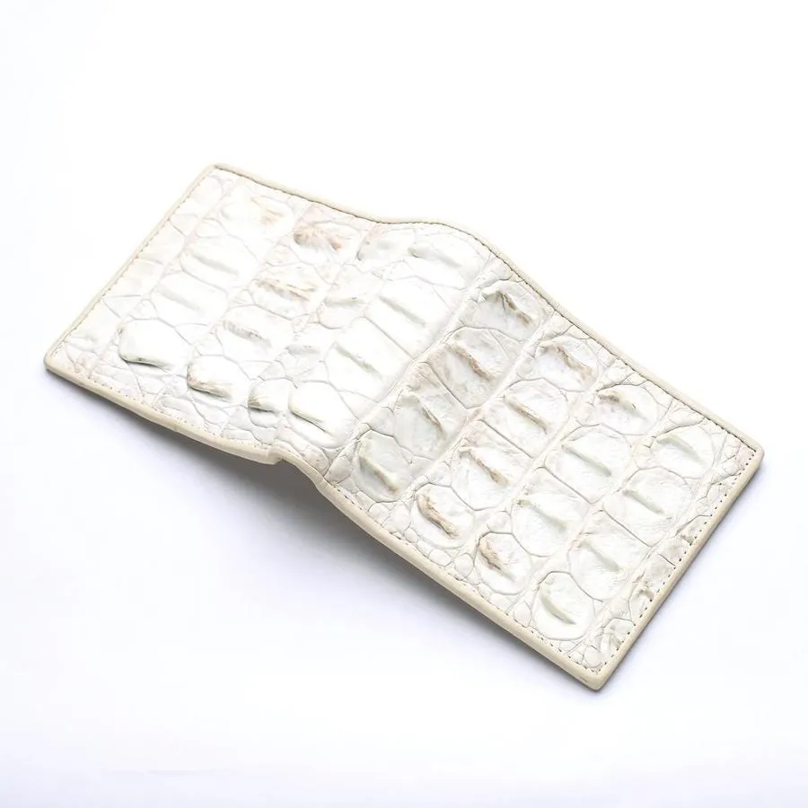 White Pearl Crocodile Backbone Wallet