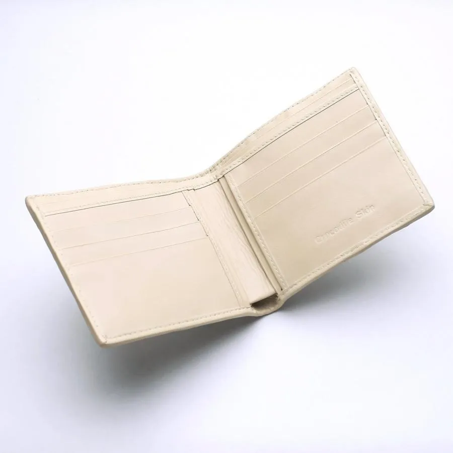 White Pearl Crocodile Backbone Wallet