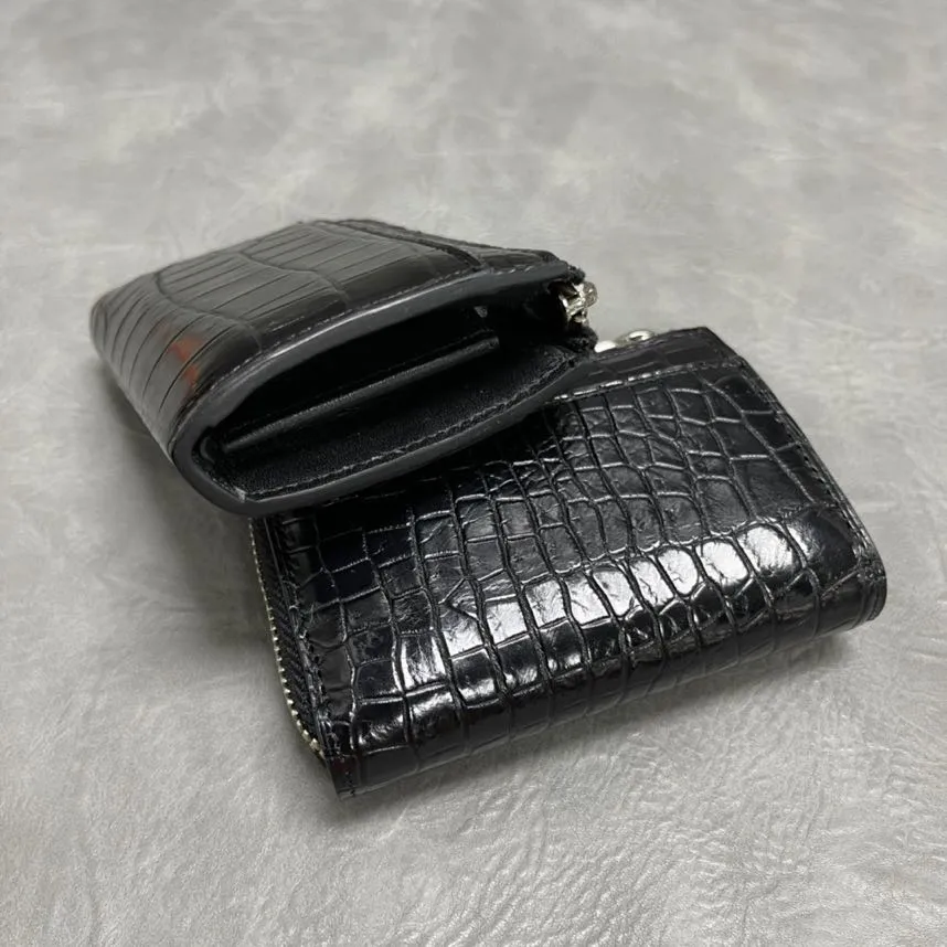 Men's Ostrich Pattern Leather Coin Pocket Wallet