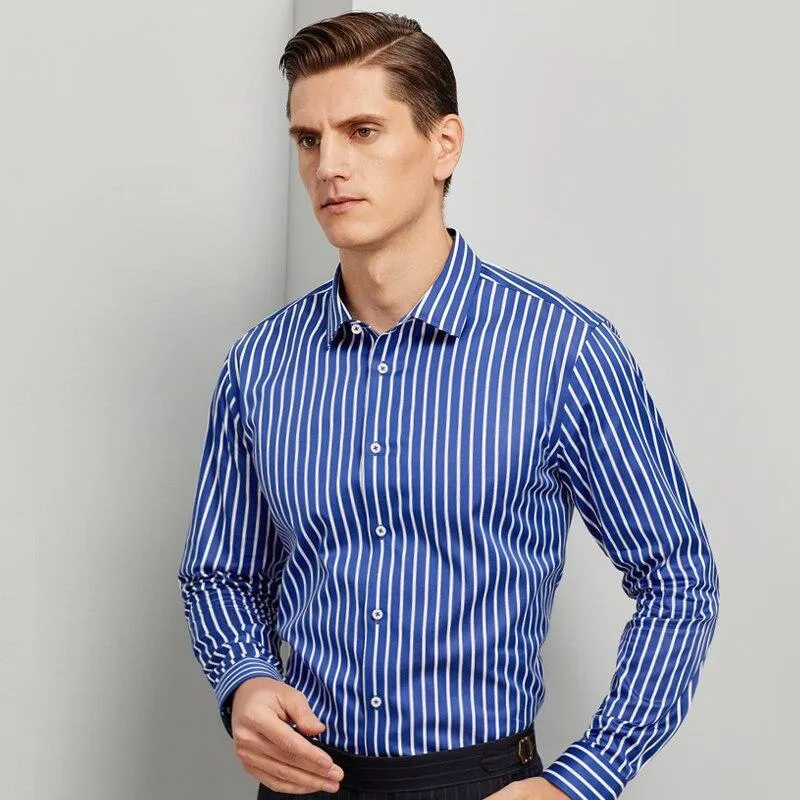 Non Iron Long Sleeve Color Striped Cotton Shirts for Men