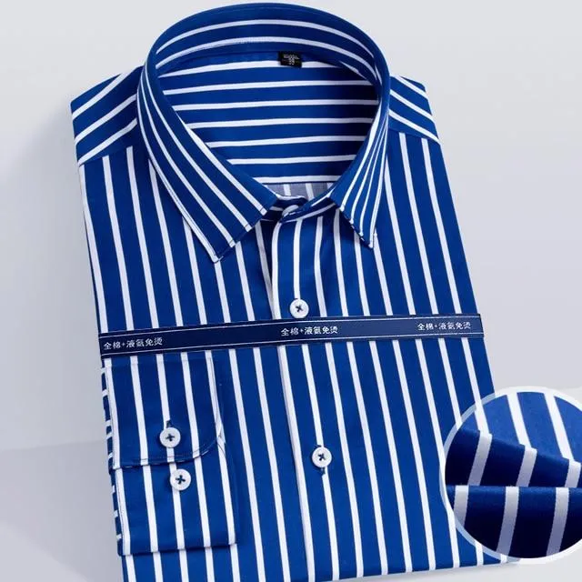 Non Iron Long Sleeve Color Striped Cotton Shirts for Men