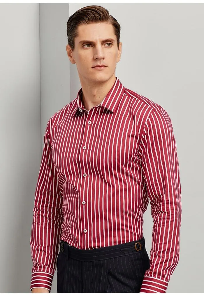 Non Iron Long Sleeve Color Striped Cotton Shirts for Men