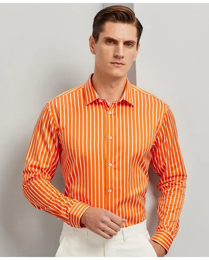 Non Iron Long Sleeve Color Striped Cotton Shirts for Men