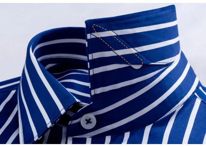 Non Iron Long Sleeve Color Striped Cotton Shirts for Men