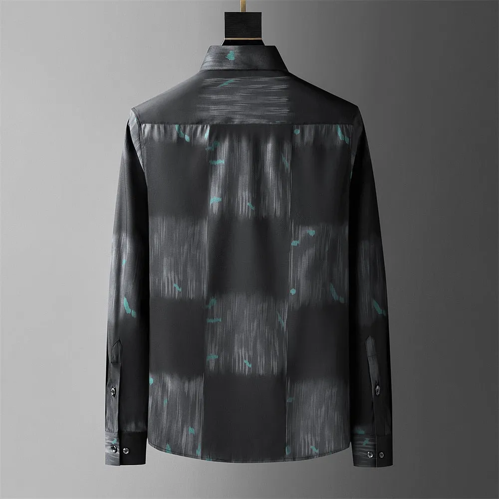 Retro Abstract Colorful Long Sleeve Shirt for Men