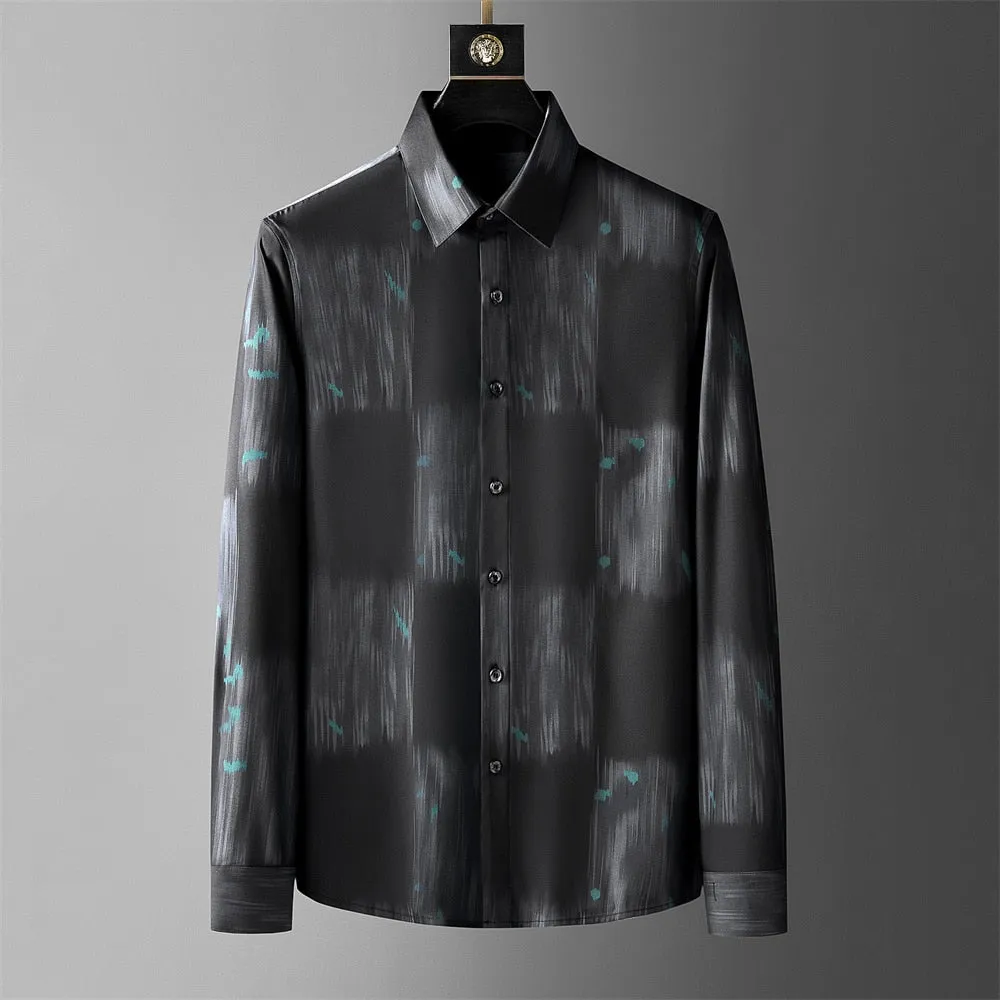 Retro Abstract Colorful Long Sleeve Shirt for Men