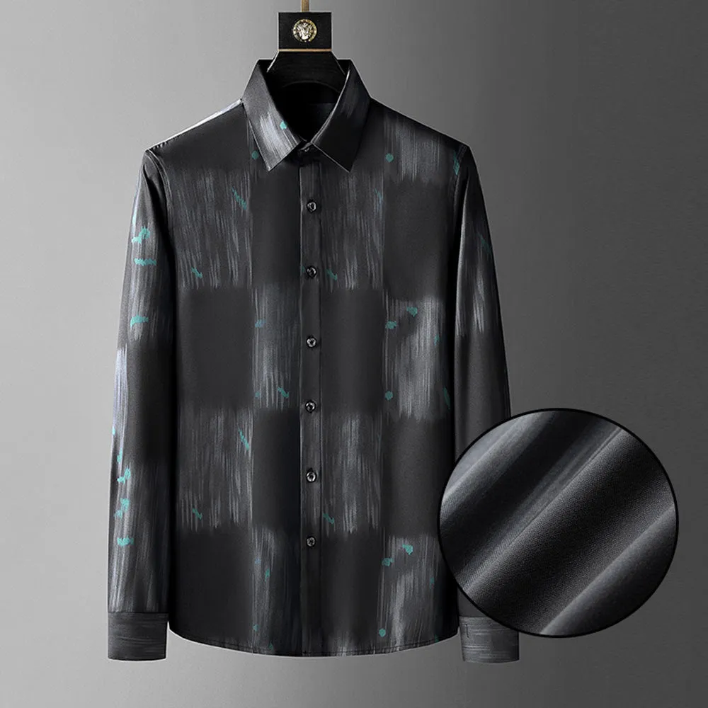 Retro Abstract Colorful Long Sleeve Shirt for Men