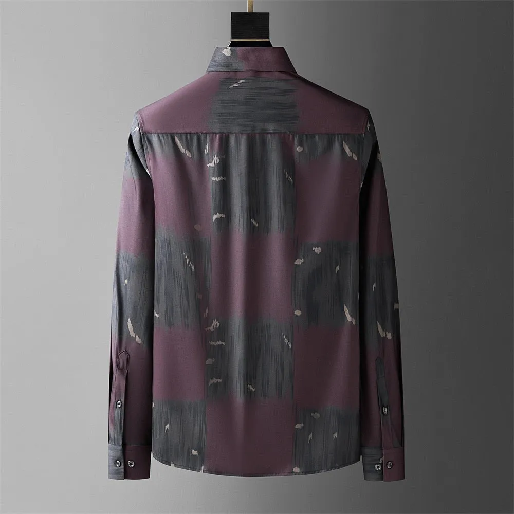 Retro Abstract Colorful Long Sleeve Shirt for Men